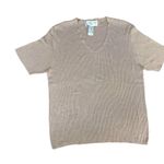 August Silk Knits Size XL Short Sleeve Taupe Ribbed 100 Percent Silk Knit Top Brown Photo 8
