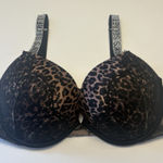 Victoria's Secret  Very Sexy Pushup Leopard Print Size 34DDD Lace Shine Strap Photo 0