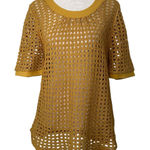 Anthropologie Angel of the North dark yellow open knit short sleeve top size S Photo 0