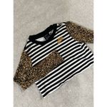 Nike  Striped/‎ Leopard Print Sleeves Long Sleeve Crop Women's Size S Photo 2