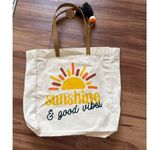 Sunshine & Good VIbes beach bag tote NWT Tan Photo 0