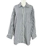 Free People Menswear Oversized Freddie Striped Shirt Nautical Navy Size Medium Photo 5