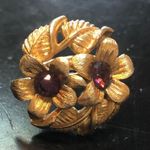 Vintage Adjus. Purple Stones GoldTone Floral Ring Photo 1