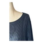 Club Monaco  Sweater Women Medium Navy Blue‎ Metallic Cable Knit Pullover Preppy Photo 4