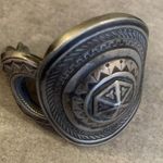 BEN AMUN Signed SILVER TONED WIDE CUFF BRACELET AzTec Western Photo 0