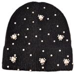 480. Fuzzy Black Pearl Rhinestone Beanie NWT Photo 0