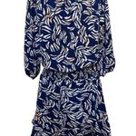 Veronica M Navy and White Leaf Print Dress Photo 0