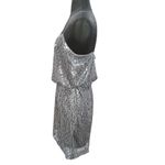 Aidan Mattox Silver Sequin Spaghetti Strap Blouson Sleeveless Dress size 8 Photo 1