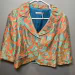 Classiques Entier Tapestry Fiesta Blazer Coral Teal Floral Size Medium Petite Photo 0