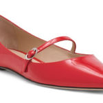 Stuart Weitzman  Red Patent Mary Jane Flats Pointed Toe Size 8 Photo 0