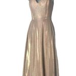 Dancing Queen Rose Gold Sleeveless Sweep Train V-neck Long Gown Size Small Photo 2