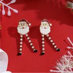 Christmas Santa Claus With Long Legs Enamel‎ Dangle Earrings Cute Party Style Red Photo 0