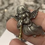 Lot Of 2 Costume Jewelry Brooches Pins Pewter Angels Signed L.C.D. / Darla Photo 3