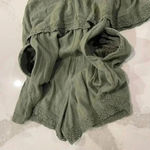 Aerie  Sleeveless Green Tiered Gauze Lace Trim Boho Romper w/Pockets Women’s XS Photo 4