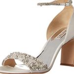 Badgley Mischka  Cream and Silver Embellished Sandals Photo 0