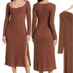 ASTR The Label Hi-Slit ribbed brown stretch knit Midi Dress Photo 2