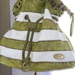 Vintage Y2K D&L Vogue Green Cream Soft Faux Leather Boho Bucket Shoulder Handbag Photo 1