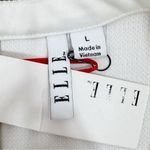 Elle  Scallop Hem Pique Knit Sleeveless Tank Top Shirt Ivory White‎ Large Photo 9