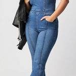 Free People Crvy Sydney Denim Flare High Neck Jumpsuit We The Free New Size 16 Photo 0