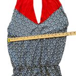 Mud Pie  Halter Top Backless Orange and Dark Blue Wave Pattern Swim Coverup Photo 7