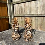 Schutz Schultz Julianna Block Sandal in Snake Brush Nude Caramel Size 6.5 Photo 1