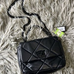 Badgley Mischka  Quilted Vegan Leather Chain Bag black cross body purse Photo 0