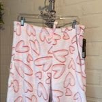 Fleece heart pants lounge wear pajama bottoms super soft NEW large polyester White Photo 1