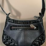 Brighton Leather black croc & pebble leather handbag purse Photo 0
