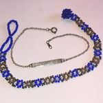 Lot of 2 Seed Bead Silver Tone Boho Ankle Bracelets Blue Photo 4