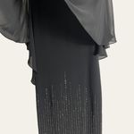 XScape  Black Beaded Chiffon Cape Evening Sheath Dress Size 4 Photo 10