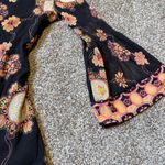 Vtg INC Boho Indie Trendy Black And Multicolor Floral Round Neck Bell 3/4 Sleeve Photo 7