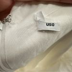 Princess Polly  “Marcia” White Off the Shoulder Ruched Cotton/Linen Mini Dress Photo 4