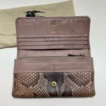 Burberry Authentic Vintage Python Snakeskin Flap Wallet Brown Tan Black Photo 3