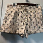 A New Day Pull On Linen Blend Pant Tan Oatmeal Printed Short Drawstring Comfort Photo 0