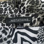 Notations Y2K  Women's L Button Up Blouse Black & White Patchwork Animal‎ Print Photo 1
