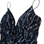 Sean Collection  Black Silver Sequin Maxi Dress Open Back Chiffon Womens Large Photo 7