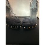 Guess ‎ Black Suede Studded Platform Heels Knot Peep Toe Ankle Strap Pumps 8M Photo 1