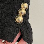 ZARA Black Tweed Double Breasted Blazer Gold Button XS Photo 8