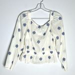 NEW Ciao Lucia Bellissa Top Embroidered Sz S Blue Photo 4