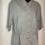 Eileen Fisher short sleeve linen and viscose button camp drawstring waist shirt Photo 2