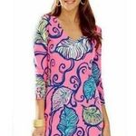 Lilly Pulitzer Clarke Shift Dress Small S Hot Pink Leaves In The Breeze Tropical Photo 0