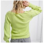 Moon River NWT  Ribbed Square Neck Sweater L Green Photo 9