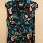 Equipment Tropical Leaf Collared Sleeveless Silk Knee Length Dress Size S Photo 1