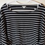J.Crew  Black White Striped Long Sleeve Boat Neck Top Size 3X Photo 1