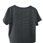 Athleta  Women's Large Black White Stripe V-Neck Short Sleeve Tee Shirt Cotton Photo 7