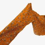 Elodie  Womens Crop Top Orange Rust Floral Long Sleeve faux Button Front SZ L Photo 2