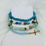 Stainless Steel Cross beaded Arm Candy Bracelet Photo 5