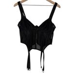 White Fox Boutique Enlighten Me Bustier Black Mesh Boned‎ Corset Top with Garter or Stocking Clips Photo 1