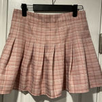 Pink Plaid Size 5 Unlined Zip Back Pleated Mini Skirt Schoolgirl Photo 0