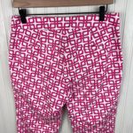 Trina Turk  Moss 2 Pants Women's Size 6 Pink White Printed Logo Cotton Blend Photo 7